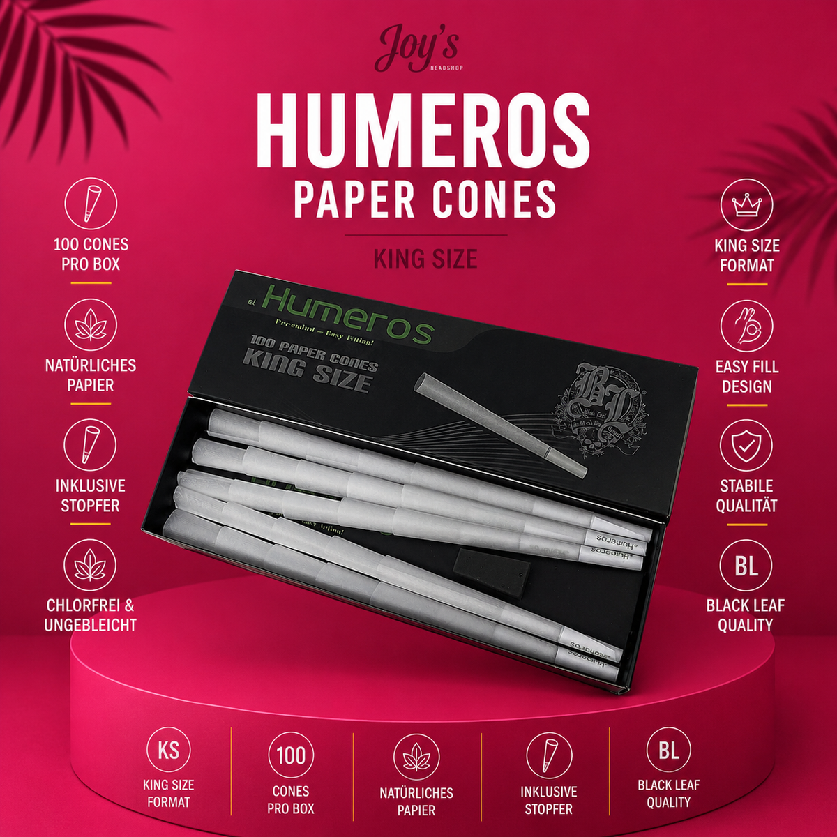 Black Leaf El Humeros Paper Cones King Size – 100 Stück