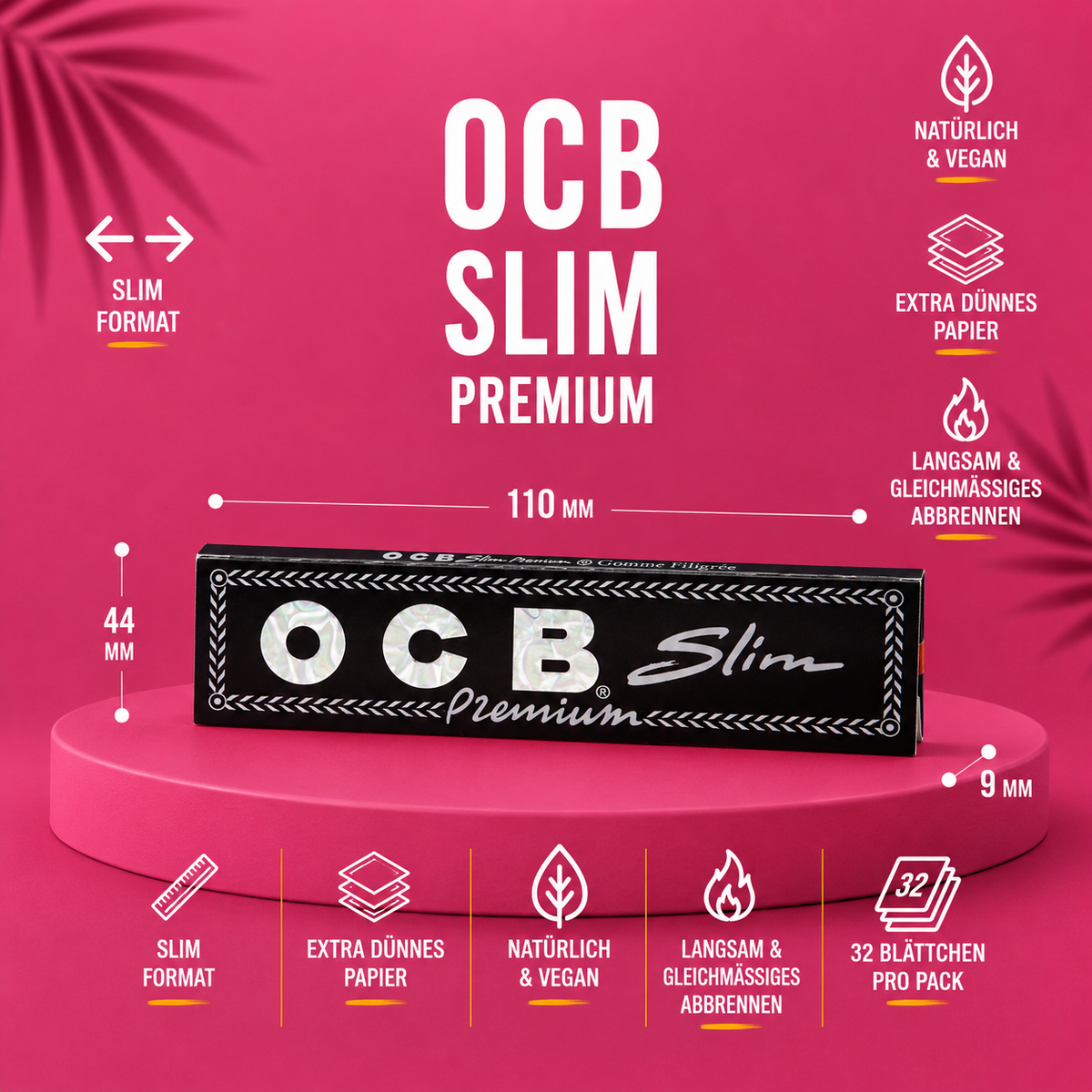 OCB Premium Slim Papers – 32 Blättchen