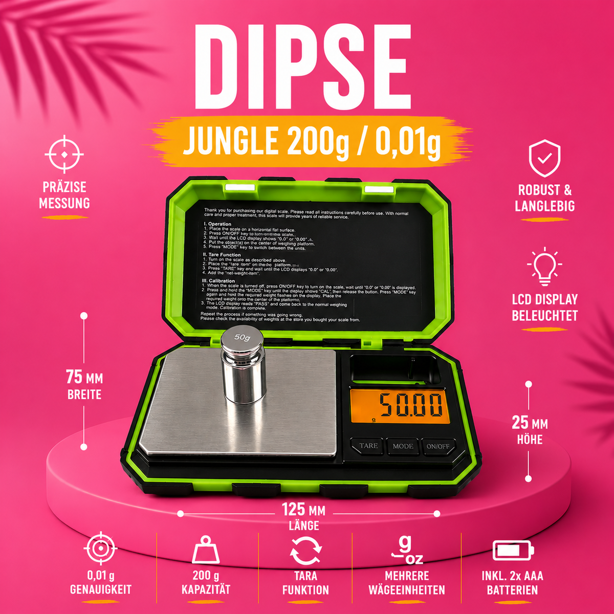 DIPSE Jungle 200 g / 0,01 g Digitalwaage