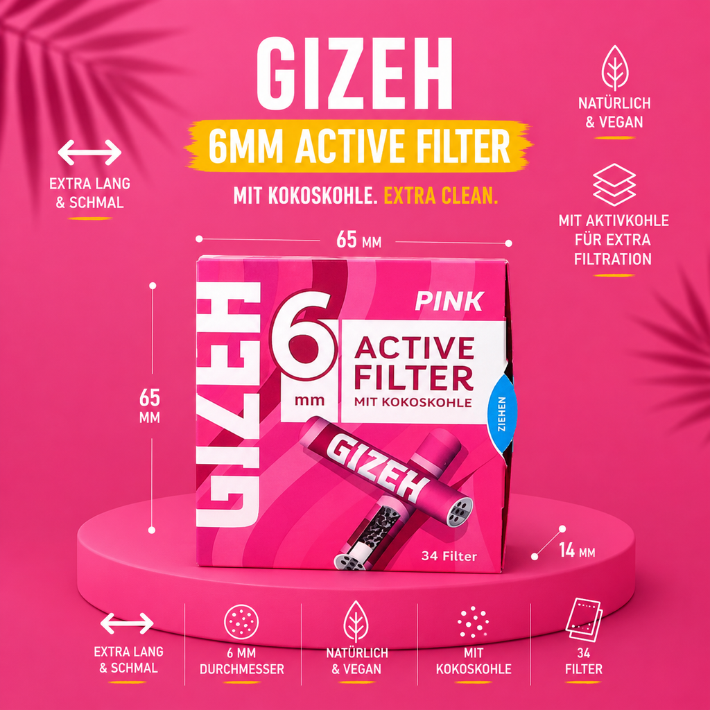 GIZEH Active Filter  6 mm – 34 Aktivkohlefilter