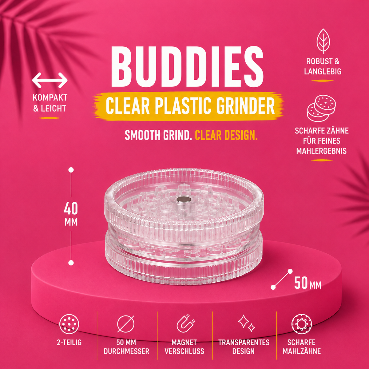 Buddies Plastic Grinder – 2-teilig