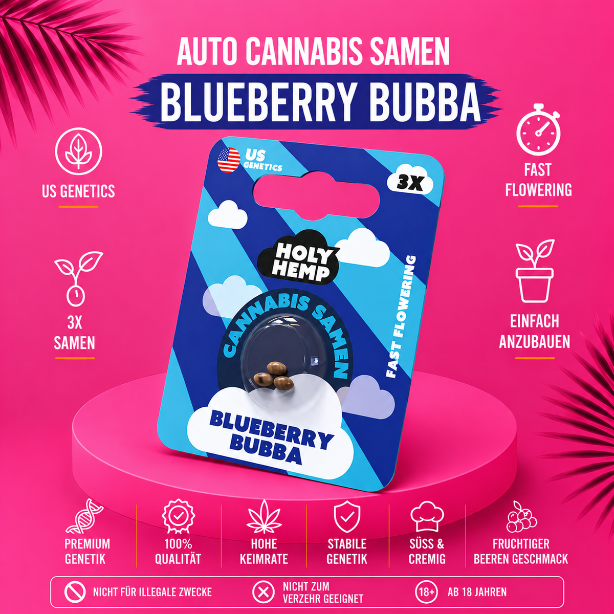 Holy Hemp Blueberry Bubba Auto – Feminisierte Cannabis Samen (3 Stück)