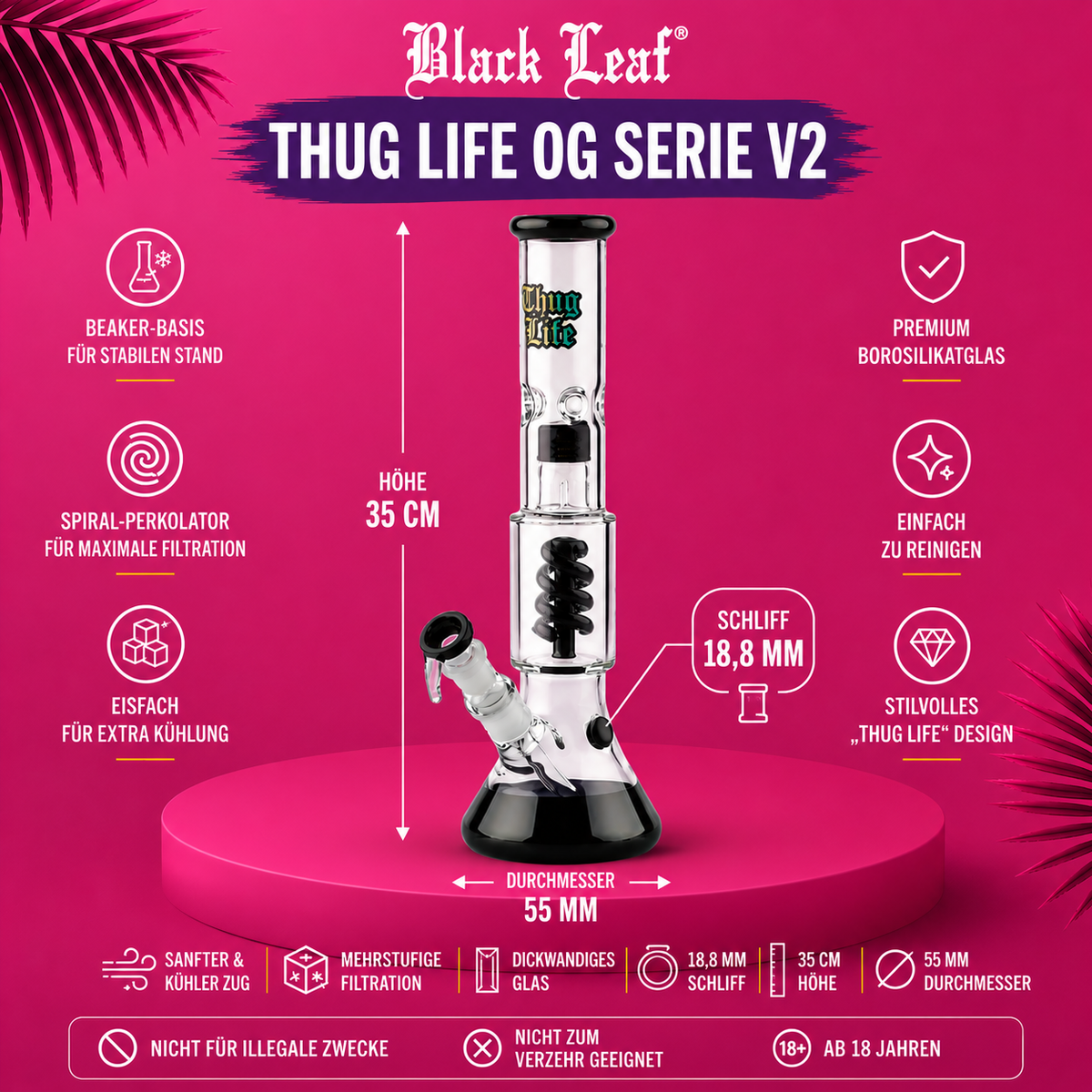 Black Leaf® Thug Life OG Serie V2 Bong – 35 cm