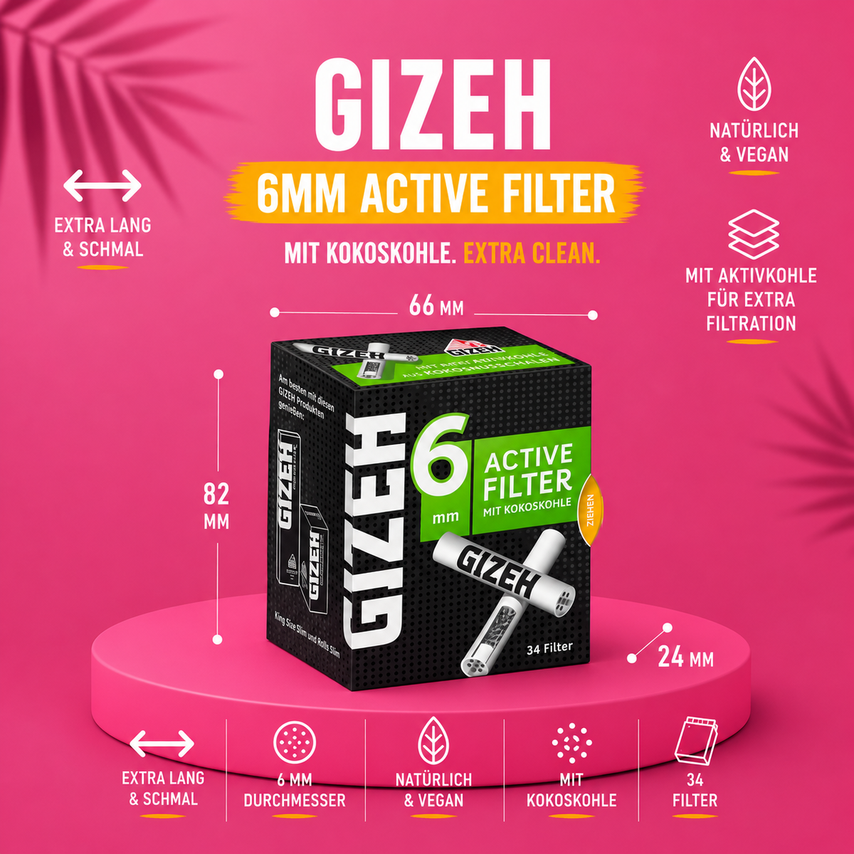 GIZEH Active Filter  6 mm – 34 Aktivkohlefilter