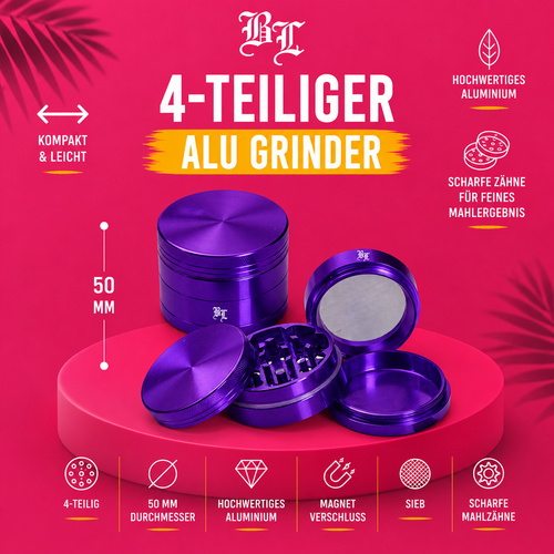 Black Leaf® Aluminium Grinder 4-teilig – 50 mm