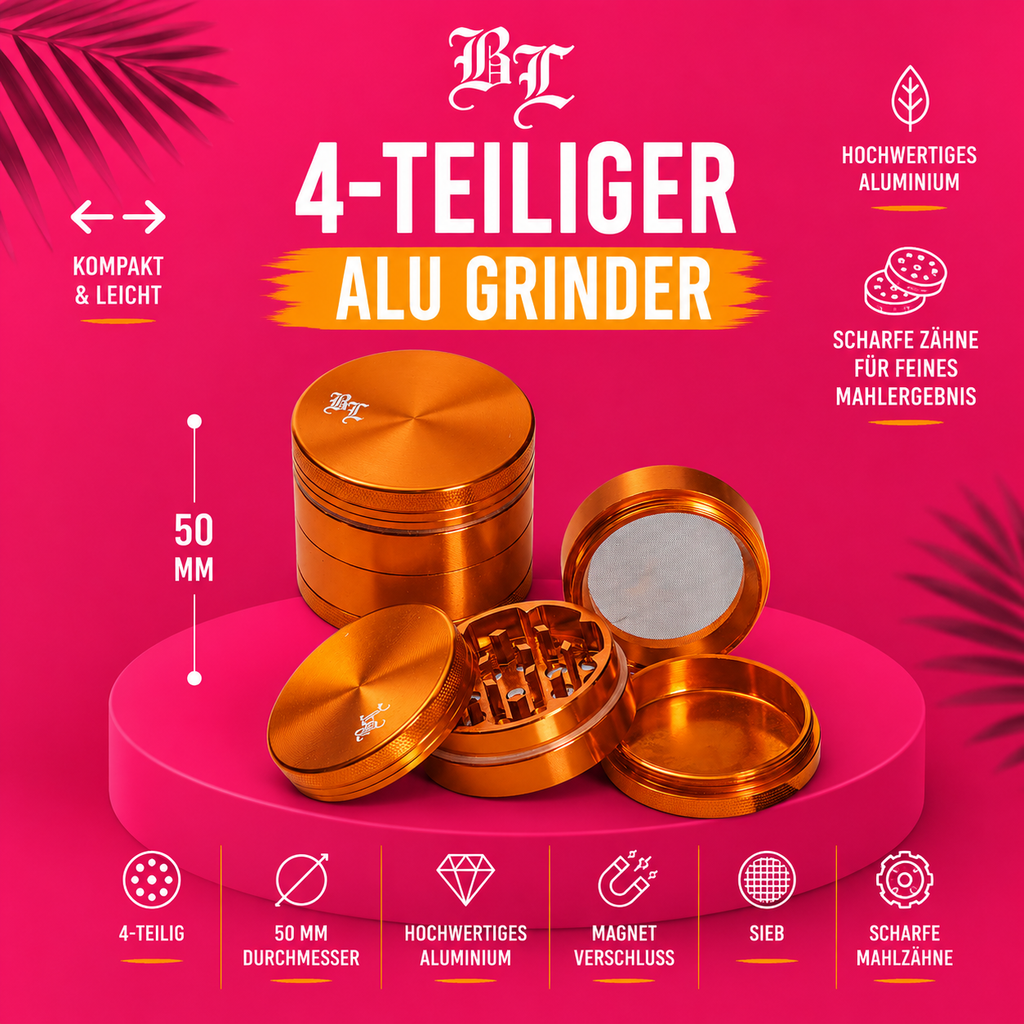 Black Leaf® Aluminium Grinder 4-teilig – 50 mm