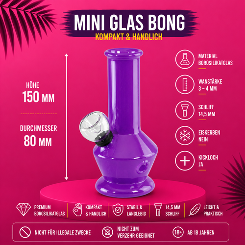 Black Leaf® Mini Glas Bong 14,5mm Schliff