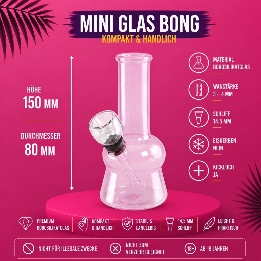 Black Leaf® Mini Glas Bong 14,5mm Schliff