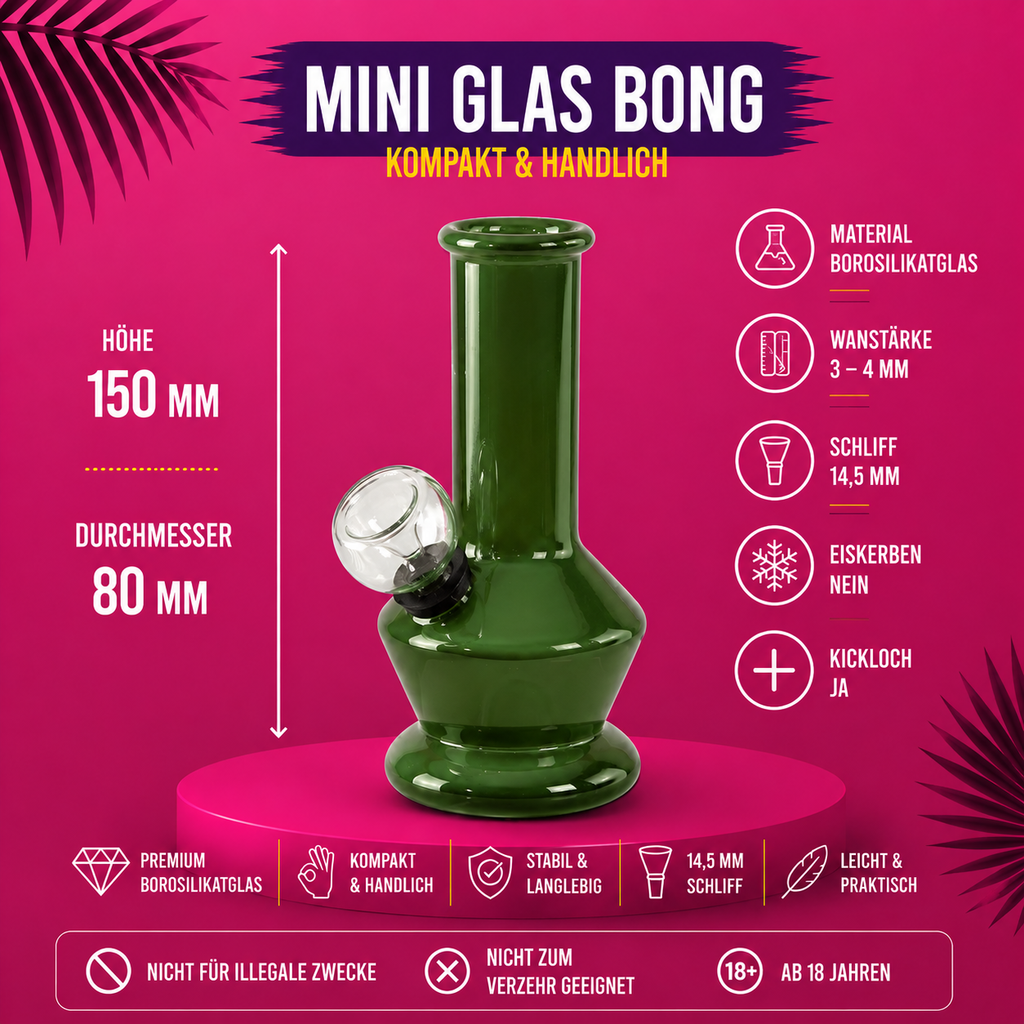 Black Leaf® Mini Glas Bong 14,5mm Schliff