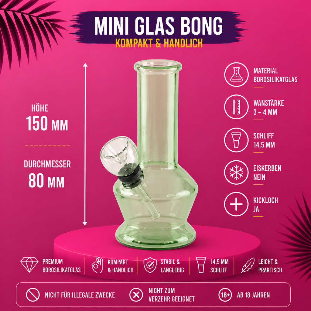 Black Leaf® Mini Glas Bong 14,5mm Schliff